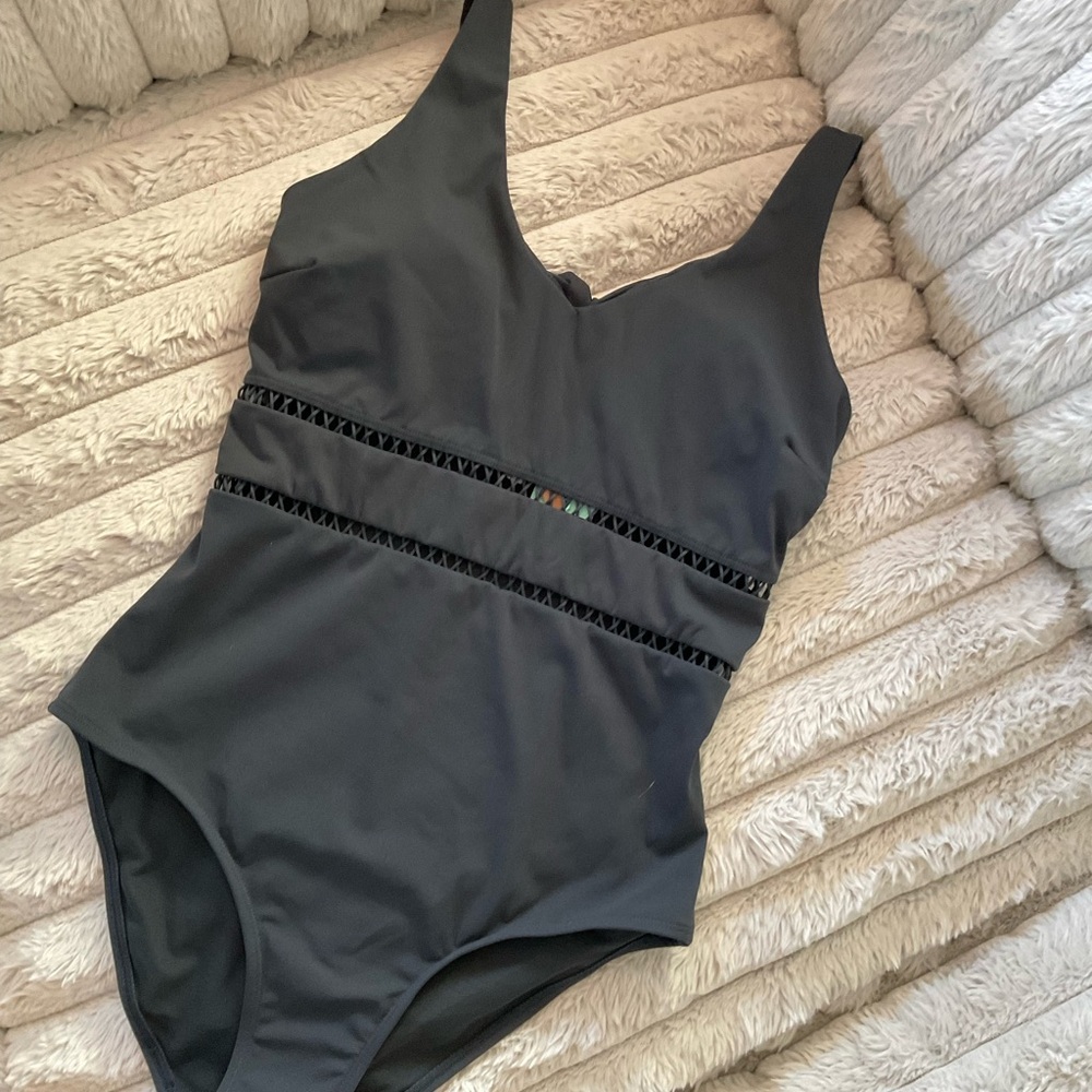 Chic charcoal  Gray One-Piece Swimsuit